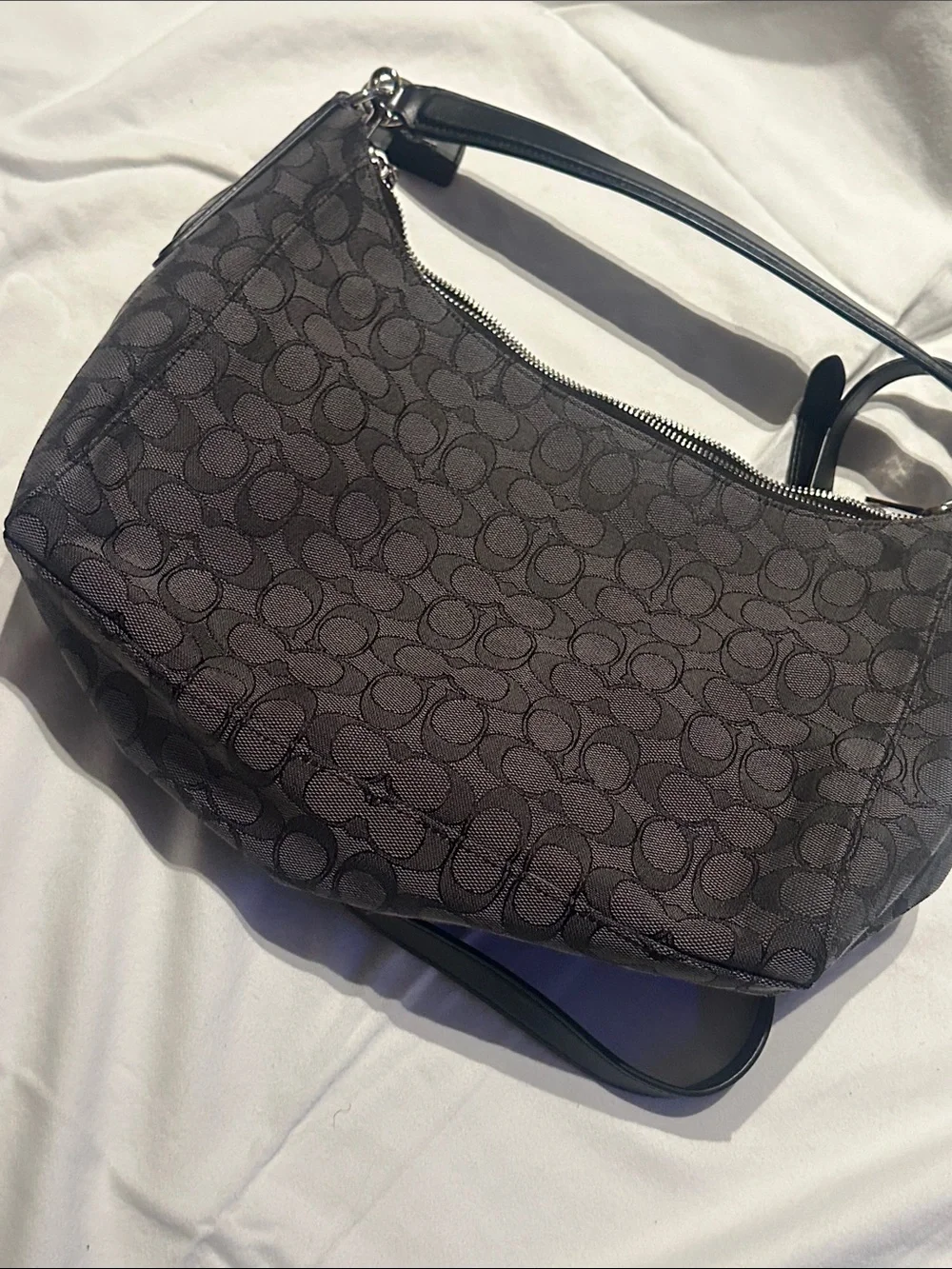 Coach Black Signature Jacquard Shoulder Bag